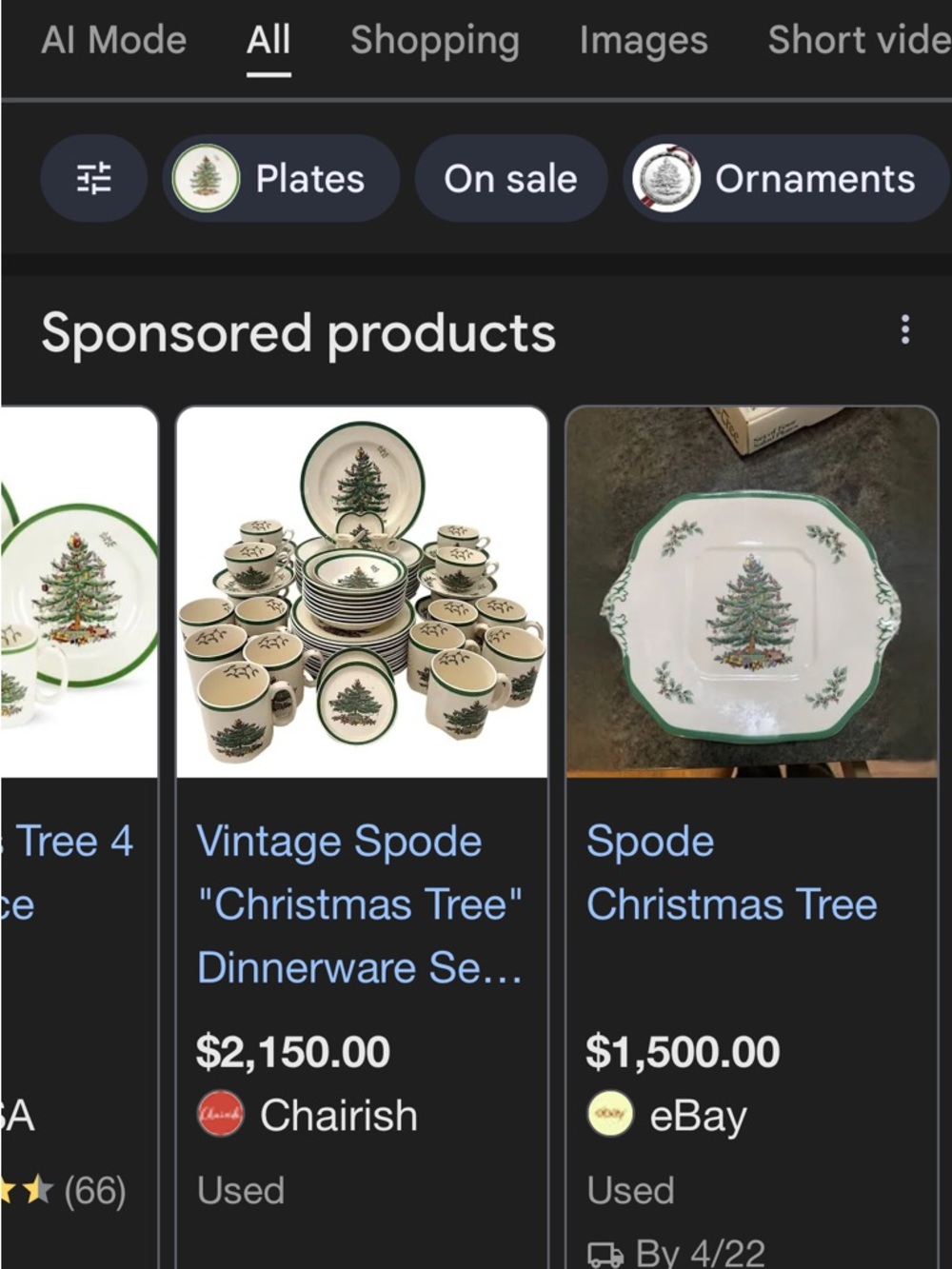 Spode Christmas Tree Dinner Plate with Green Trim